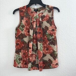 Talbots‎ Petite Y2K 100% Silk Boho Fairy Floral Tank Top Womens Sz 6P Retro Chic
